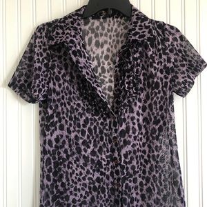 Vintage Y2K Mesh Cheetah Print Top